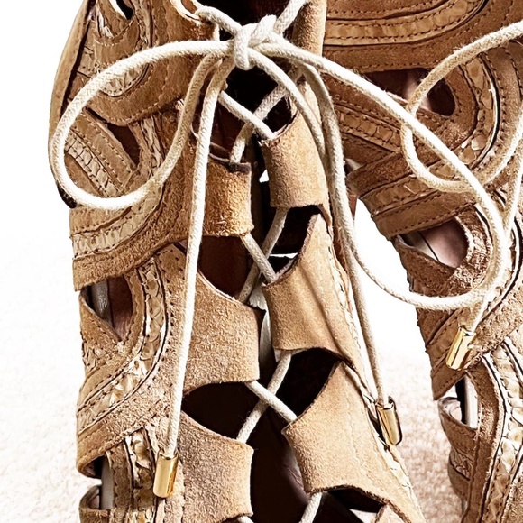 JOIE Dean Caged Gladiator Suede Snakeskin Sandals - Picture 5 of 16